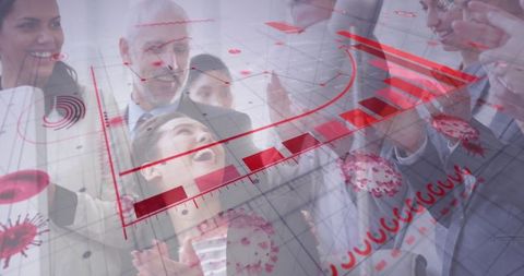 Business Team Analyzing Pandemic Data with Digital Interface