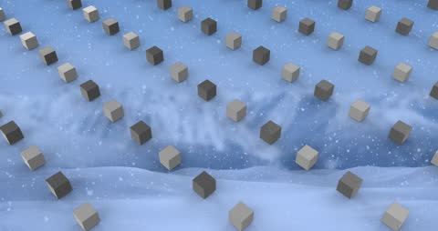 Abstract 3D Pattern of Cubes with Snowfall Interpretation