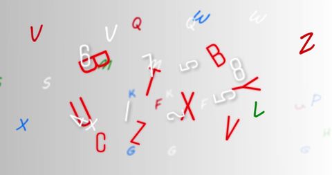Dynamic display of letters and numbers on light background