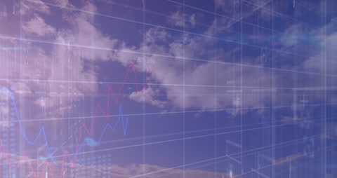 Financial Data Overlay with Digital Clouds and Sky