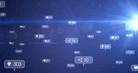 Social media network concept with stars and digital icons