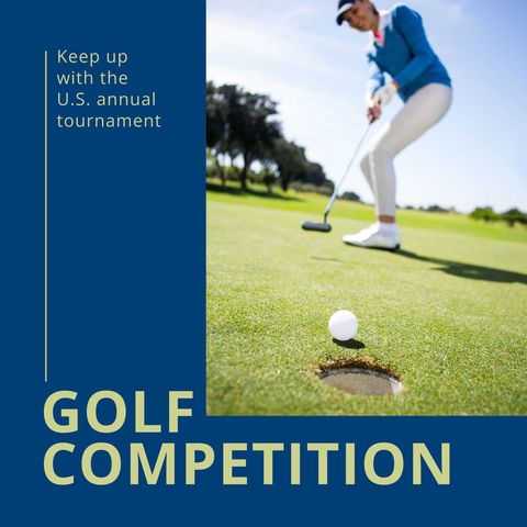Caucasian Woman Competing in U.S. Annual Golf Tournament - Download Free Stock Templates Pikwizard.com
