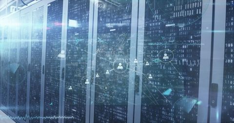 Digital Data Server Room with Virtual Network Projection