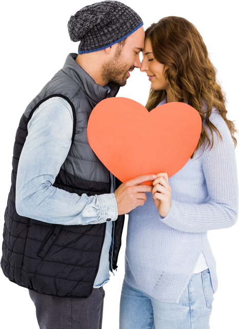 Transparent Image of Happy Young Couple Holding Heart Shape Paper Close Together - Download Free Stock Videos Pikwizard.com