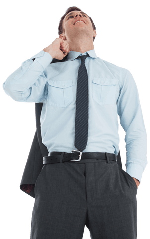 Smiling Businessman Relaxing Holding Jacket Transparent Background