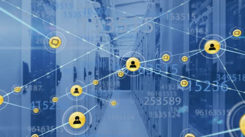 Digital Network Concept with Data and Server Background