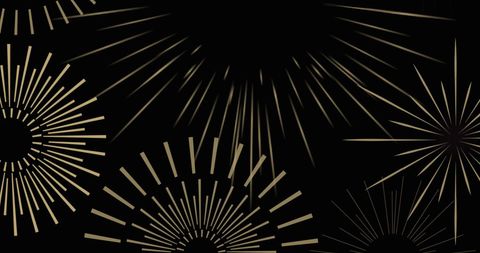 Festive Golden Fireworks on Black Background