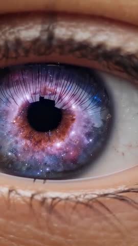 Galaxy Iris Blinking and Reacting to Rectangular Light | Macro Vertical Eye Video