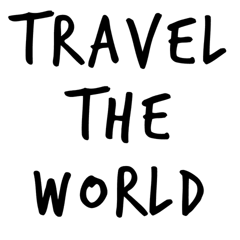 Motivational travel the world text on transparent background