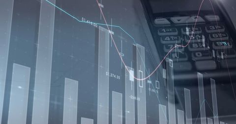 Financial Graphs and Data Overlaying Card Terminal - Download Free Stock Images Pikwizard.com