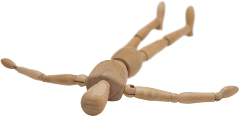 Wooden Figurine Lying Transparent Background Model
