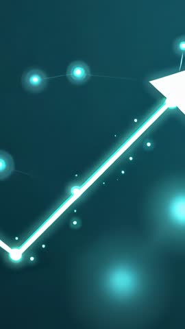 Turquoise Growth Line Animating Upward Through Connected Nodes and Arrowhead Vertical