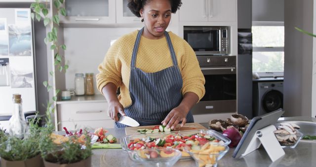 Female Chef Preparing Fresh Vegan Meal in Modern Kitchen - Download Free Stock Images Pikwizard.com