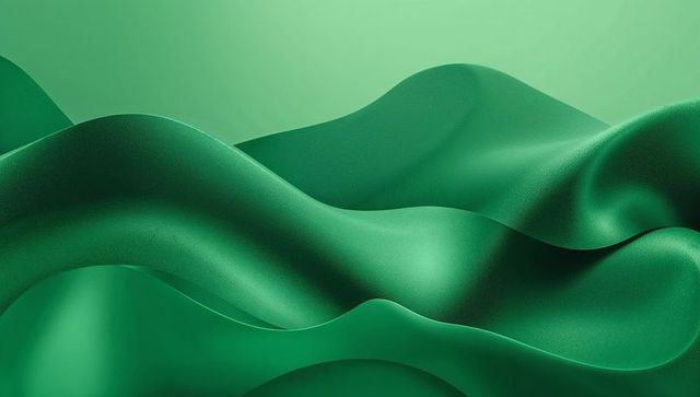 Emerald Silk Waves Flowing Draped Fabric Layers with Soft Highlights and Smooth Texture