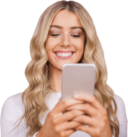 Happy Woman Engaging with Smartphone on Transparent Background - Download Free Stock Videos Pikwizard.com