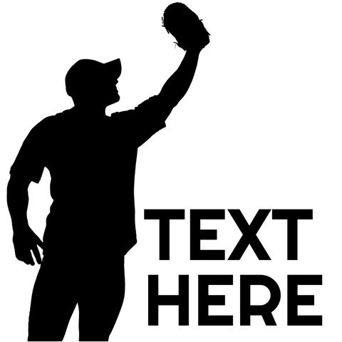 silhouette of person holding baseball glove in triumph with editable text area - Download Free Stock Templates Pikwizard.com
