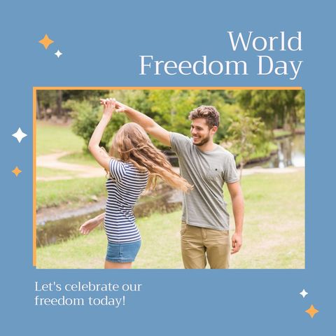 Joyful Couple Dancing in Park Celebrating World Freedom Day - Download Free Stock Templates Pikwizard.com