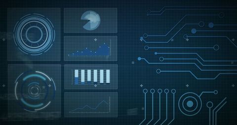 Abstract Digital Data Interface Over Grid Background - Download Free Stock Images Pikwizard.com