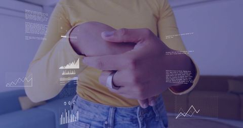 Businesswoman Processing Financial Data Hologram