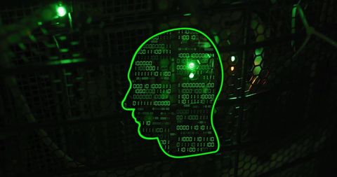 Futuristic Digital Binary Code in Human Head Silhouette - Download Free Stock Images Pikwizard.com