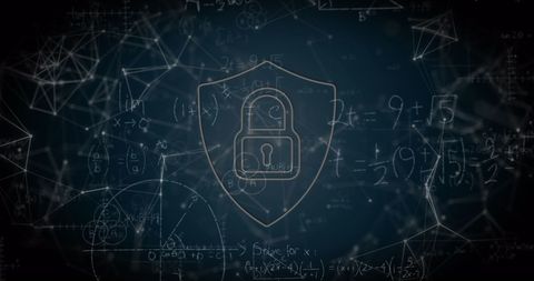 Cybersecurity Concept with Padlock and Network Equations - Download Free Stock Images Pikwizard.com