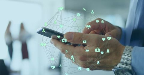 person using smartphone with digital interface connections - Download Free Stock Images Pikwizard.com
