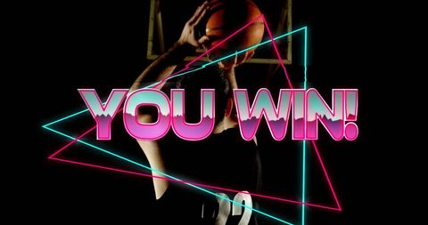 Athlete in Action with Winning Neon Graphic - Download Free Stock Images Pikwizard.com
