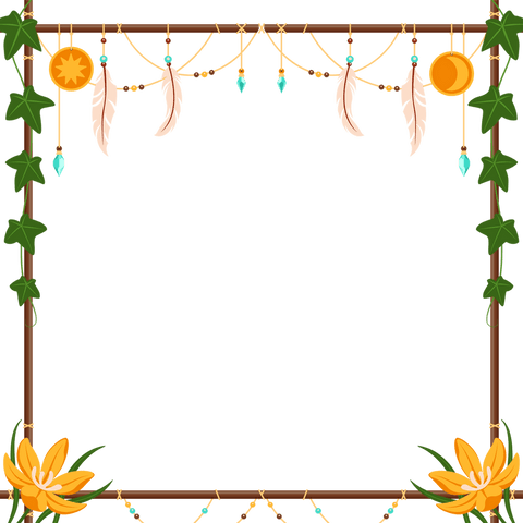 bohemian feather and ivy decorative frame on transparent background - Download Free Stock Videos Pikwizard.com