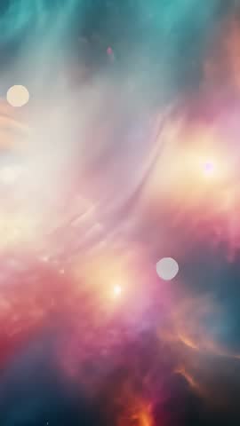 Vertical Nebula Loop Drifting with Glowing Orbs and Bokeh Streaks for Wallpaper