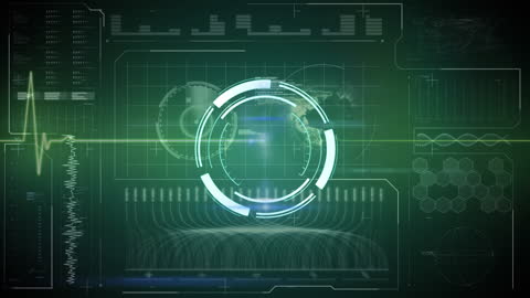 Futuristic Interface with Digital HUD Scanner and Data Networking