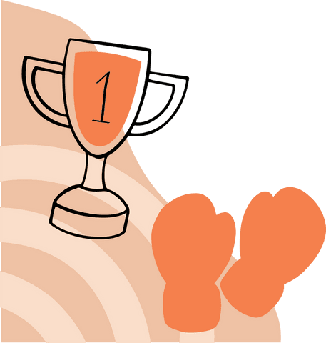 Boxing Victory Illustration: Trophy and Gloves Transparent Background
