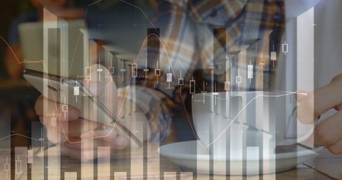 Double Exposure of Smartphone Use and Data Analytics in Coffee Shop - Download Free Stock Images Pikwizard.com
