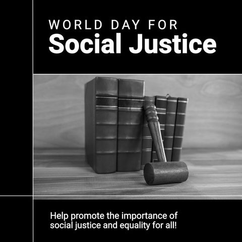 world day of social justice promotion with gavel and books - Download Free Stock Templates Pikwizard.com