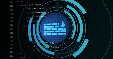 Cybersecurity Firewall with Digital Interface and Binary Code - Download Free Stock Images Pikwizard.com