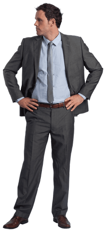 Transparent Confident Businessman in Suit Standing Pose