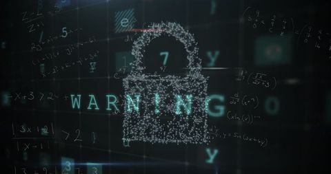 Cyber Security Concept with Digital Padlock and Warning Sign - Download Free Stock Images Pikwizard.com