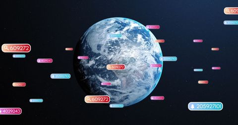 Globe with Animation of Social Media Interactions