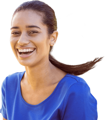 transparent portrait laughing woman in blue shirt - Download Free Stock Videos Pikwizard.com
