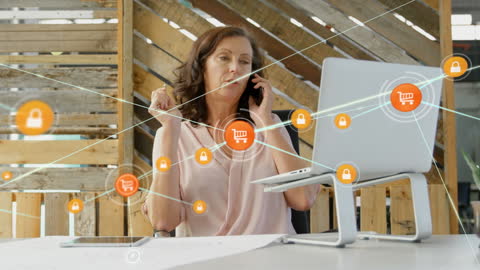 Businesswoman Managing Network Connections with Smartphone