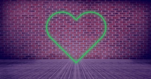 Neon Heart Shape on Vintage Brick Wall Background - Download Free Stock Images Pikwizard.com