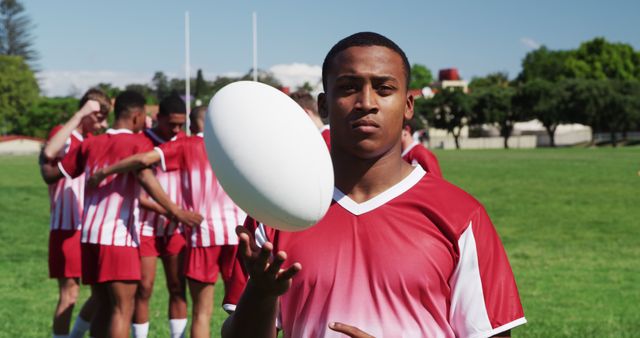 Focused Teen Rugby Player Preparing for Game - Download Free Stock Images Pikwizard.com