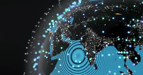 Glowing Mesh Connections on Global Digital Map - Download Free Stock Images Pikwizard.com