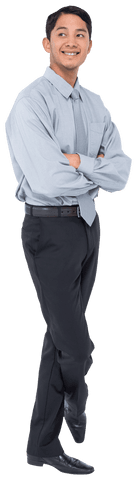 Happy Biracial Businessman Smiling with Folded Arms Transparent Background