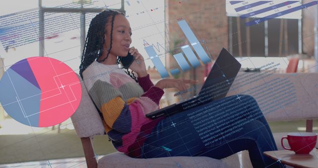 African American Woman Analyzing Data on Laptop in Cozy Café - Download Free Stock Images Pikwizard.com