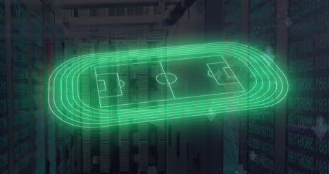 Digital Overlay of Football Stadium in Data Server Room
