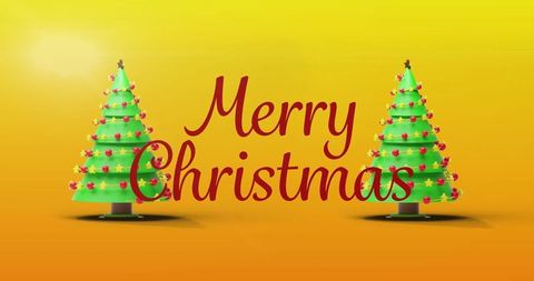 Festive merry christmas greeting with decorative trees