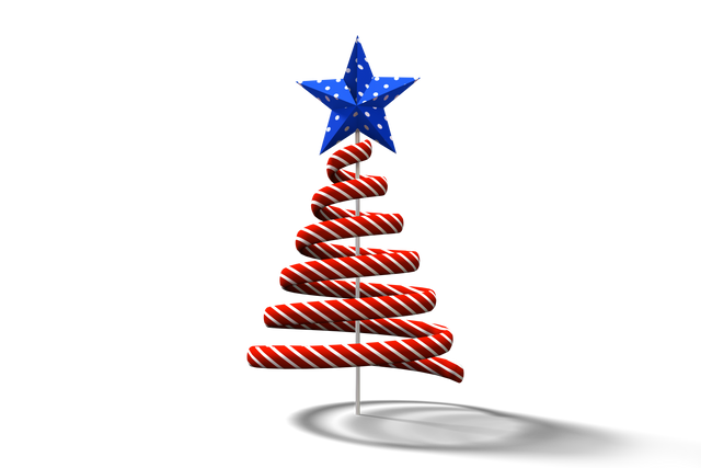 Red Spiral Christmas Tree with Blue Transparent Star Topper - Download Free Stock Videos Pikwizard.com