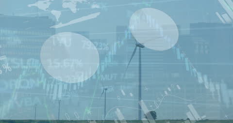 Renewable Energy and Digital Data Overlapping Urban Landscape