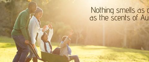 Family Enjoying Autumn Outdoors with Wheelbarrow Ride