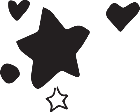 Transparent stars and hearts vector shapes design